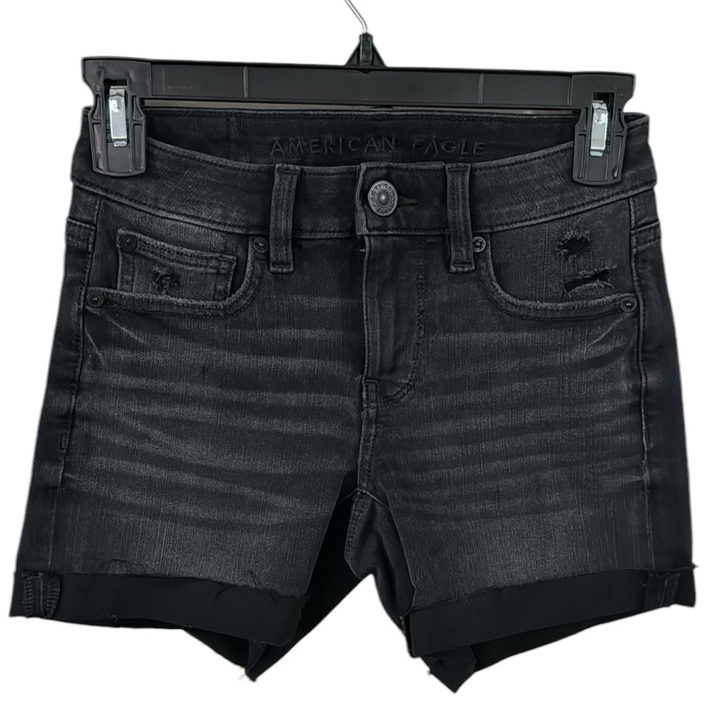 American Eagle Outfitters Black Dream Short cuffed denim shorts size 00 - Picture 1 of 13